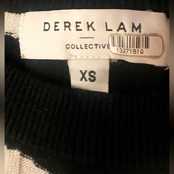 Derek Lam Ribbed black and white chevron stripe super Soft luxe sweater Size XS - Picture 10 of 10